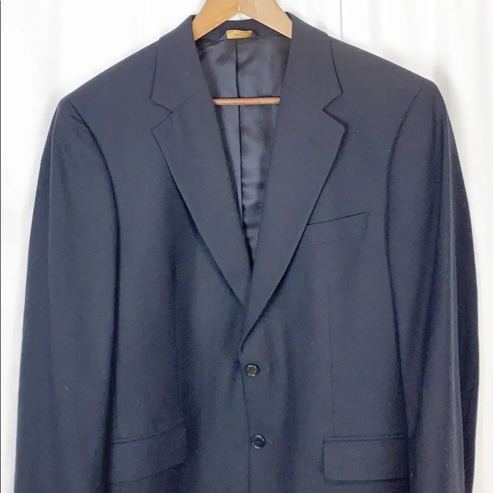BROOKS BROTHERS 346 Navy Blue 2 Button Blazer_2